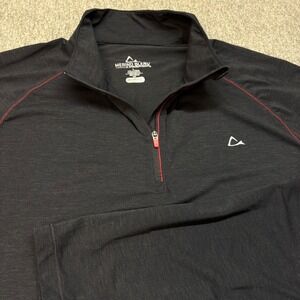 Paradox Mens Merino Blend Quarter Zip Pullover Black Red Stitching Large